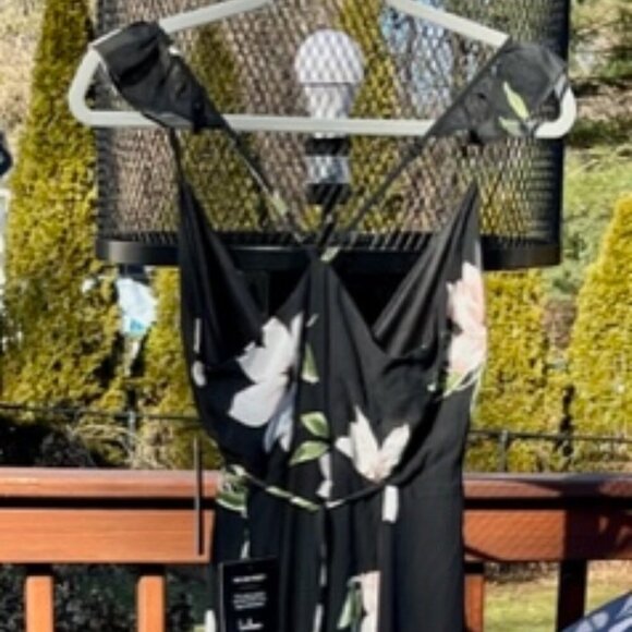 Lulus NWT All Mine Black Floral Print High-Low Lined Maxi Wrap Dress Size XS - Picture 7 of 15